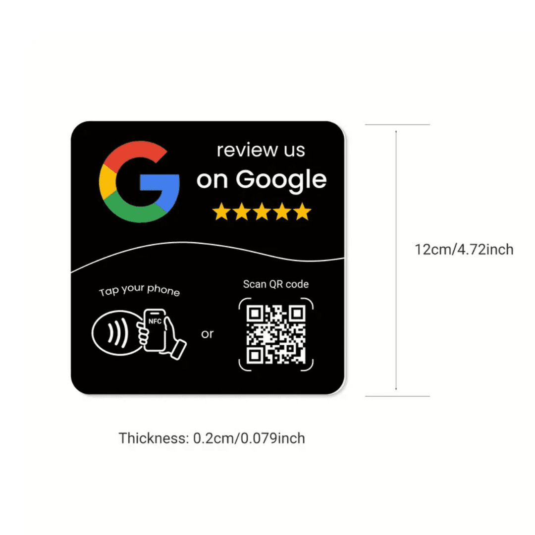 Modern black Google Review NFC plaque