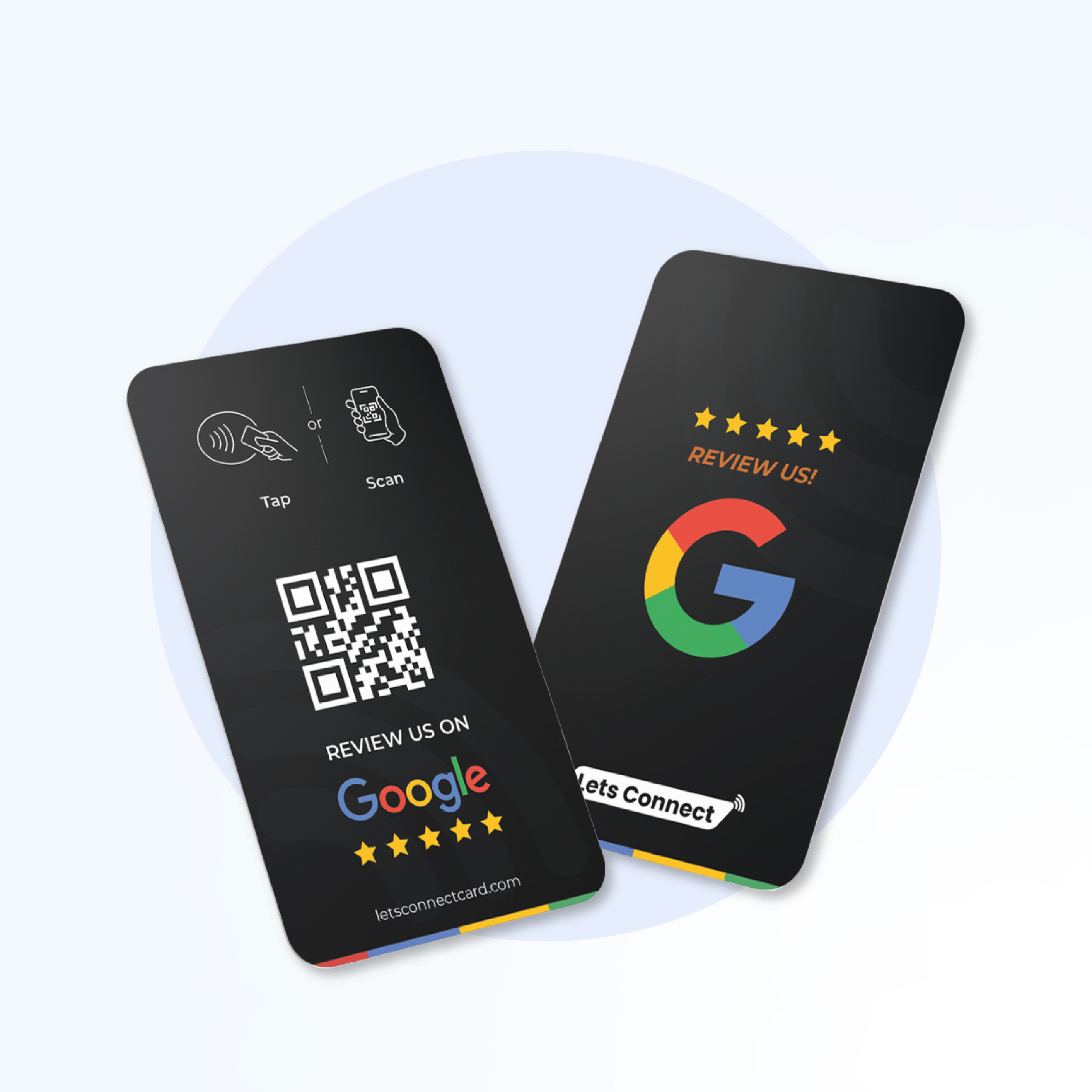 Black Google Review NFC card with QR code