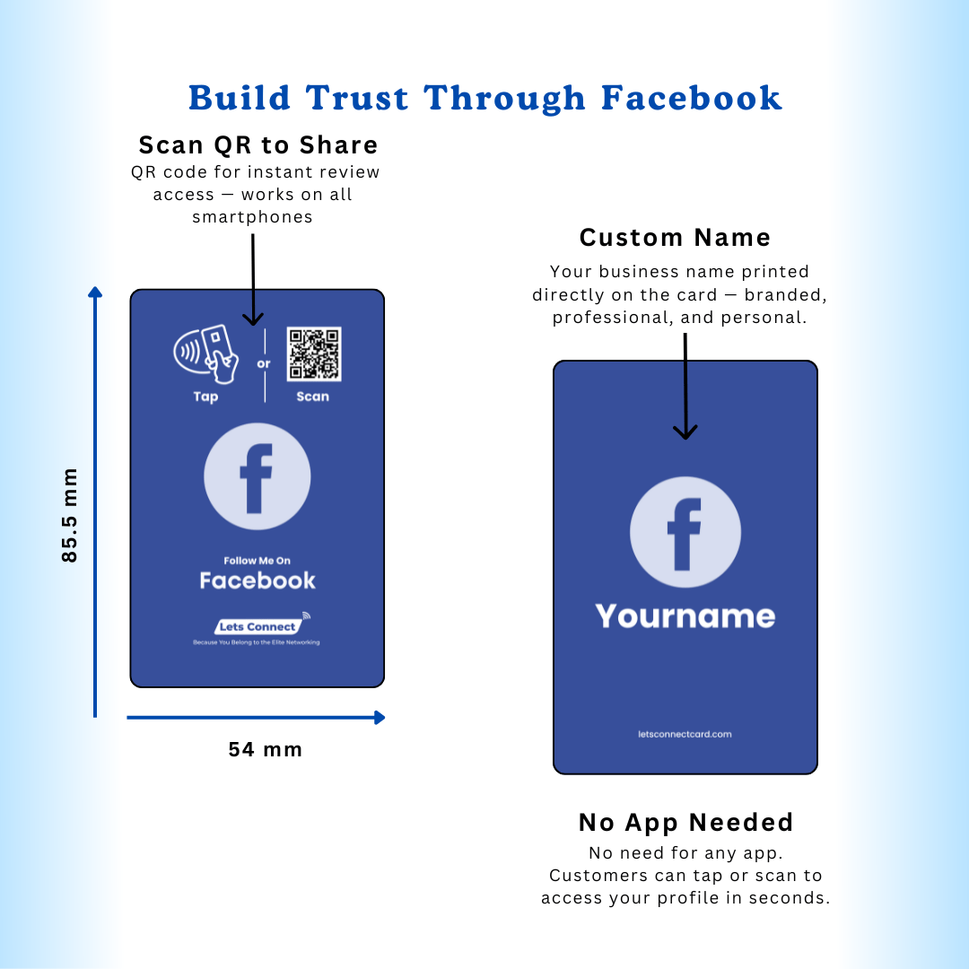 Facebook Electronic Business Card with NFC & QR Code - Image 3