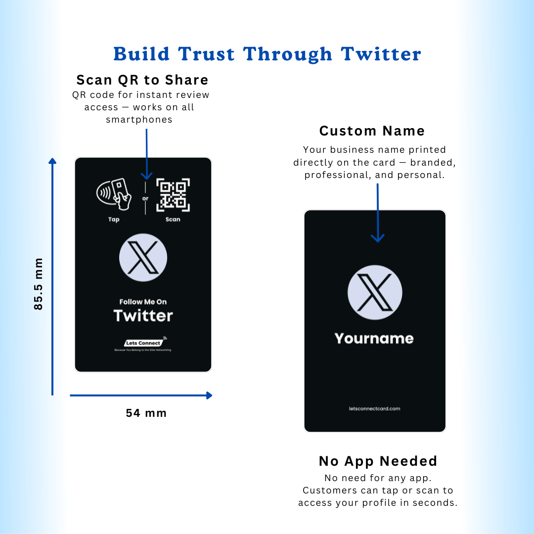 Twitter Electronic Business Card with NFC & QR Code - Image 3